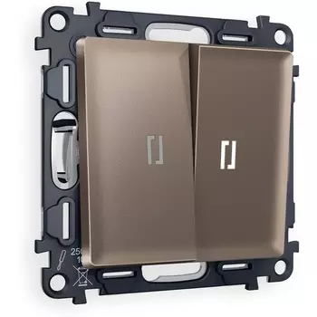 Комплект механизма Ambrella Volt 2-клавишного проходного выключателя с подсветкой 5600K ALFA MA634035 Темная бронза матовый QUANT