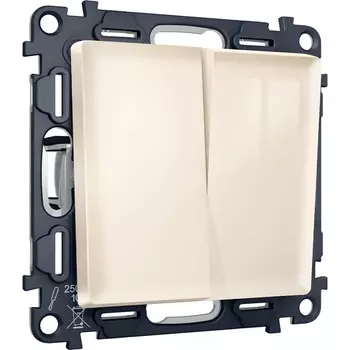 Комплект механизма Ambrella Volt 2-клавишного проходного выключателя ALFA MA303020 Бежевый глянец QUANT