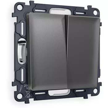 Комплект механизма Ambrella Volt 2-клавишного проходного выключателя ALFA MA653020 Антрацит серый QUANT