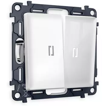 Комплект механизма Ambrella Volt 2-клавишного проходного выключателя с подсветкой 5600K ALFA MA104035 Белый глянец QUANT