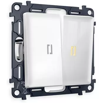 Комплект механизма Ambrella Volt 2-клавишного проходного выключателя с подсветкой 3200K ALFA MA104030 Белый глянец QUANT