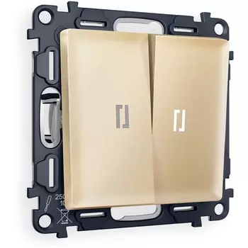 Комплект механизма Ambrella Volt 2-клавишного проходного выключателя с подсветкой 5600K ALFA MA604035 Шампань QUANT