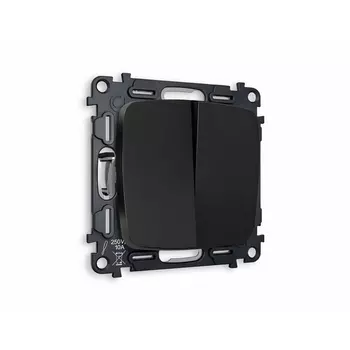 Комплект механизма Ambrella Volt 2-клавишного проходного выключателя OMEGA MO803020 Черный матовый QUANT