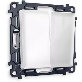 Комплект механизма Ambrella Volt 2-клавишного проходного выключателя ALFA MA103020 Белый глянец QUANT