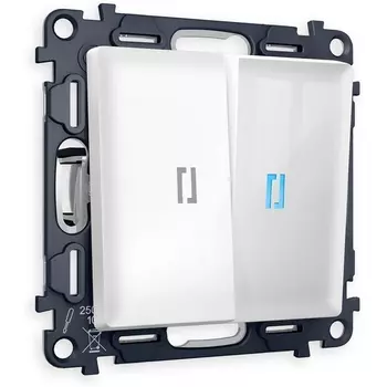 Комплект механизма Ambrella Volt 2-клавишного проходного выключателя с подсветкой 10000K ALFA MA104040 Белый глянец QUANT