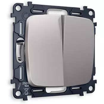 Комплект механизма Ambrella Volt 2-клавишного проходного выключателя OMEGA MO503020 Сталь матовый QUANT