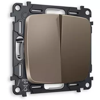 Комплект механизма Ambrella Volt 2-клавишного проходного выключателя OMEGA MO633020 Темная бронза матовый QUANT