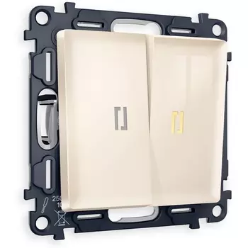 Комплект механизма Ambrella Volt 2-клавишного проходного выключателя с подсветкой 3200K ALFA MA304030 Бежевый глянец QUANT