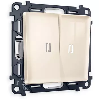 Комплект механизма Ambrella Volt 2-клавишного проходного выключателя с подсветкой 5600K ALFA MA304035 Бежевый глянец QUANT