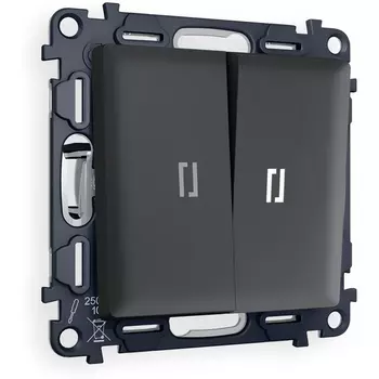 Комплект механизма Ambrella Volt 2-клавишного выключателя с подсветкой 5600K ALFA MA904015 Графит мягкое касание QUANT