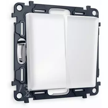 Комплект механизма Ambrella Volt 2-клавишного выключателя ALFA MA123010 Белый матовый QUANT