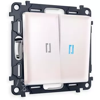 Комплект механизма Ambrella Volt 2-клавишного выключателя с подсветкой 10000K ALFA MA204020 Жемчуг QUANT