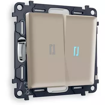 Комплект механизма Ambrella Volt 2-клавишного выключателя с подсветкой 10000K ALFA MA364020 Серо-бежевый матовый QUANT