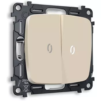 Комплект механизма Ambrella Volt 2-клавишного выключателя с подсветкой 5600K OMEGA MO324015 Бежевый матовый QUANT