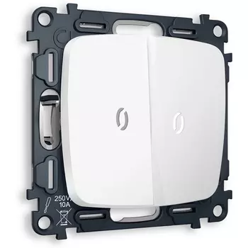 Комплект механизма Ambrella Volt 2-клавишного выключателя с подсветкой 5600K OMEGA MO124015 Белый матовый QUANT