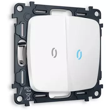 Комплект механизма Ambrella Volt 2-клавишного выключателя с подсветкой 10000K OMEGA MO124020 Белый матовый QUANT