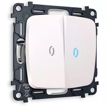 Комплект механизма Ambrella Volt 2-клавишного выключателя с подсветкой 10000K OMEGA MO204020 Жемчуг QUANT