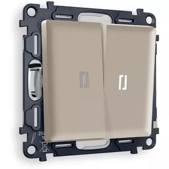 Комплект механизма Ambrella Volt 2-клавишного выключателя с подсветкой 5600K ALFA MA364015 Серо-бежевый матовый QUANT