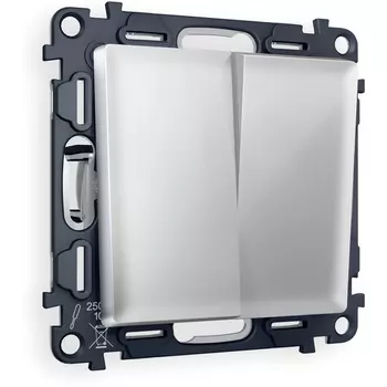 Комплект механизма Ambrella Volt 2-клавишного выключателя ALFA MA403010 Серебро глянец QUANT