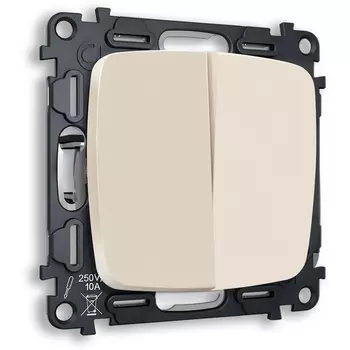 Комплект механизма Ambrella Volt 2-клавишного выключателя OMEGA MO323010 Бежевый матовый QUANT