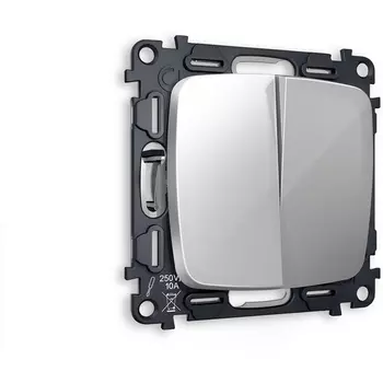 Комплект механизма Ambrella Volt 2-клавишного выключателя OMEGA MO403010 Серебро глянец QUANT