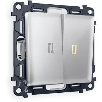 Комплект механизма Ambrella Volt 2-клавишного выключателя с подсветкой 3200K ALFA MA404010 Серебро глянец QUANT