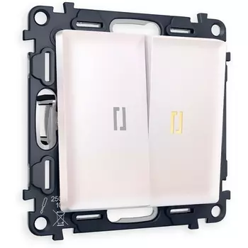 Комплект механизма Ambrella Volt 2-клавишного выключателя с подсветкой 3200K ALFA MA204010 Жемчуг QUANT