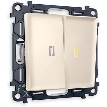 Комплект механизма Ambrella Volt 2-клавишного выключателя с подсветкой 3200K ALFA MA324010 Бежевый матовый QUANT