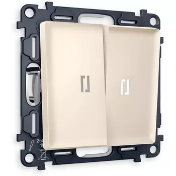 Комплект механизма Ambrella Volt 2-клавишного выключателя с подсветкой 5600K ALFA MA324015 Бежевый матовый QUANT
