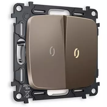 Комплект механизма Ambrella Volt 2-клавишного выключателя с подсветкой 3200K OMEGA MO634010 Темная бронза матовый QUANT