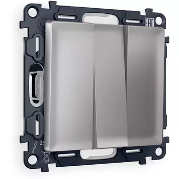 Комплект механизма Ambrella Volt 3-клавишного выключателя ALFA MA505010 Сталь матовый QUANT