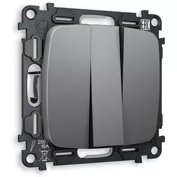 Комплект механизма Ambrella Volt 3-клавишного выключателя OMEGA MO655010 Антрацит серый QUANT