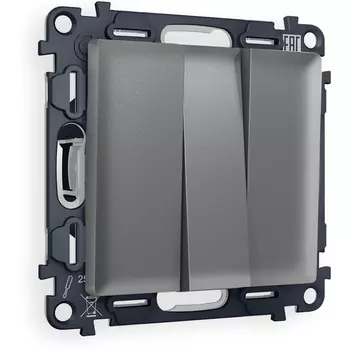 Комплект механизма Ambrella Volt 3-клавишного выключателя ALFA MA655010 Антрацит серый QUANT