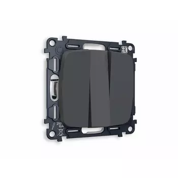 Комплект механизма Ambrella Volt 3-клавишного выключателя OMEGA MO905010 Графит мягкое касание QUANT