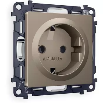 Комплект механизма Ambrella Volt электрической розетки ALFA MA636010 Темная бронза матовый с заземлением на винтовых зажимах 2P+E 16A-250V QUANT