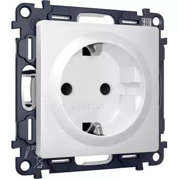 Комплект механизма Ambrella Volt электрической розетки ALFA MA127010 Белый матовый с заземлением со шторками 2P+E 16A-250V QUANT