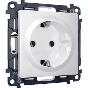 Комплект механизма Ambrella Volt электрической розетки ALFA MA126010 Белый матовый с заземлением на винтовых зажимах 2P+E 16A-250V QUANT