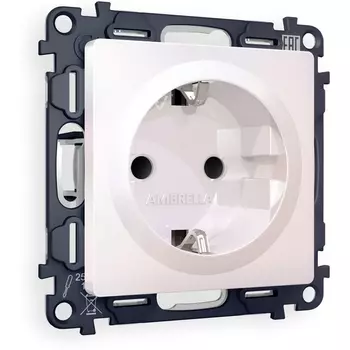 Комплект механизма Ambrella Volt электрической розетки ALFA MA207010 Жемчуг с заземлением со шторками 2P+E 16A-250V QUANT