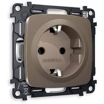Комплект механизма Ambrella Volt электрической розетки OMEGA MO636010 Темная бронза матовый с заземлением на винтовых зажимах 2P+E 16A-250V QUANT
