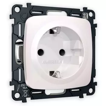 Комплект механизма Ambrella Volt электрической розетки OMEGA MO207010 Жемчуг с заземлением и шторками 2P+E 16A-250V QUANT