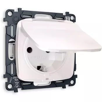 Комплект механизма Ambrella Volt электрической розетки OMEGA MO208010 Жемчуг с заземлением с шторками и защитной крышкой 2P+E 16A-250V IP44 QUANT