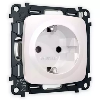 Комплект механизма Ambrella Volt электрической розетки OMEGA MO206010 Жемчуг с заземлением на винтовых зажимах 2P+E 16A-250V QUANT