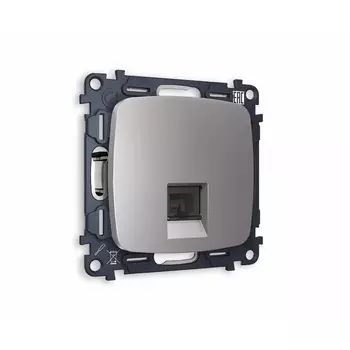 Комплект механизма Ambrella Volt компьютерной розетки OMEGA MO512010 Сталь матовый RJ-45(8P8C) CAT6 с защитной шторкой QUANT