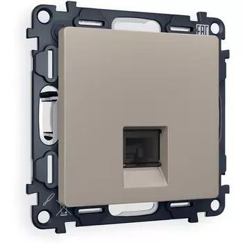 Комплект механизма Ambrella Volt компьютерной розетки ALFA MA372010 Серо-бежевый матовый RJ-45(8P8C) CAT6 с защитной шторкой QUANT