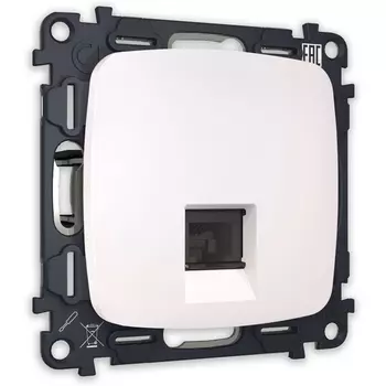 Комплект механизма Ambrella Volt компьютерной розетки OMEGA MO212010 Жемчуг RJ-45(8P8C) CAT6 с защитной шторкой QUANT