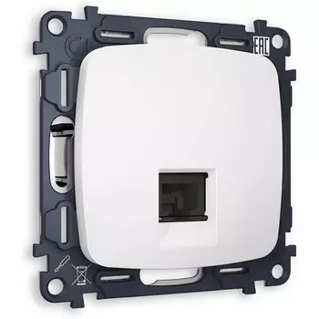 Комплект механизма Ambrella Volt компьютерной розетки OMEGA MO132010 Белый матовый RJ-45(8P8C) CAT6 с защитной шторкой QUANT