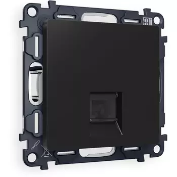 Комплект механизма Ambrella Volt компьютерной розетки ALFA MA812010 Черный матовый RJ-45(8P8C) CAT6 с защитной шторкой QUANT