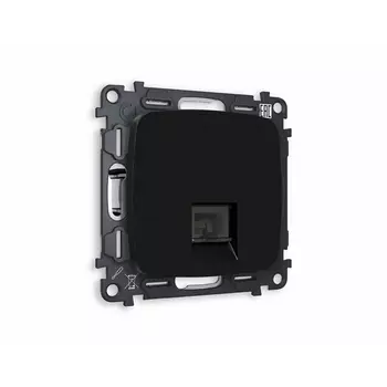 Комплект механизма Ambrella Volt компьютерной розетки OMEGA MO812010 Черный матовый RJ-45(8P8C) CAT6 с защитной шторкой QUANT