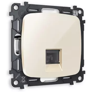 Комплект механизма Ambrella Volt компьютерной розетки OMEGA MO312010 Бежевый глянец RJ-45(8P8C) CAT6 с защитной шторкой QUANT