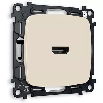 Комплект механизма Ambrella Volt розетки HDMI 2.0 OMEGA MO334010 Бежевый матовый 40V/500MO 2.0GHz 5-18Gbit/s QUANT